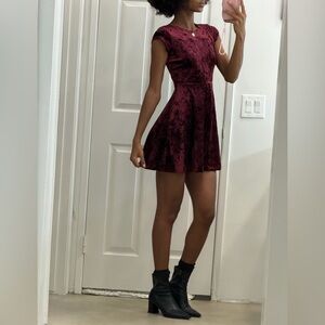 Holiday Aqua Velvet Wine Mini Dress